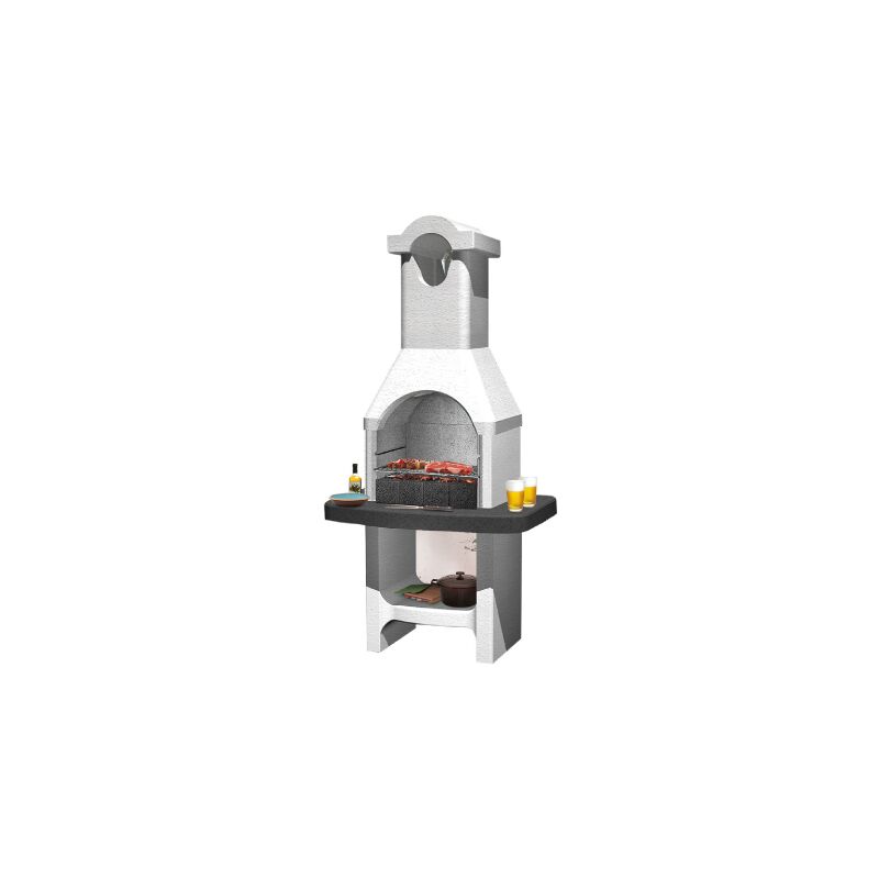 Torquay Lm barbecue in muratura piano di lavoro con superficie d'appoggio laterale e griglia 88x58x177,1 cm funzionamento a carbonella