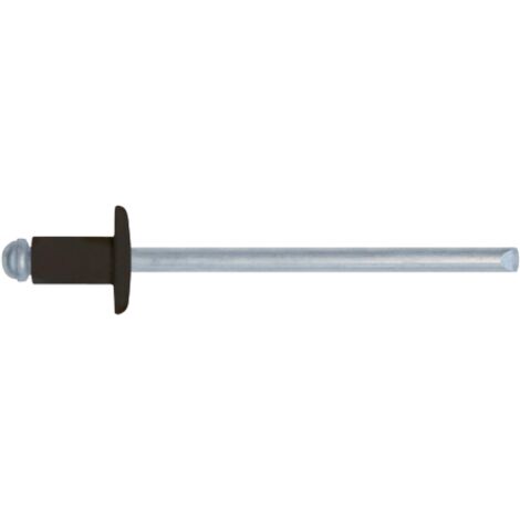 Confezione 100 rivetti corpo in alluminio verniciato testa di moro   3,4x9 mm e chiodo in acciaio zincato