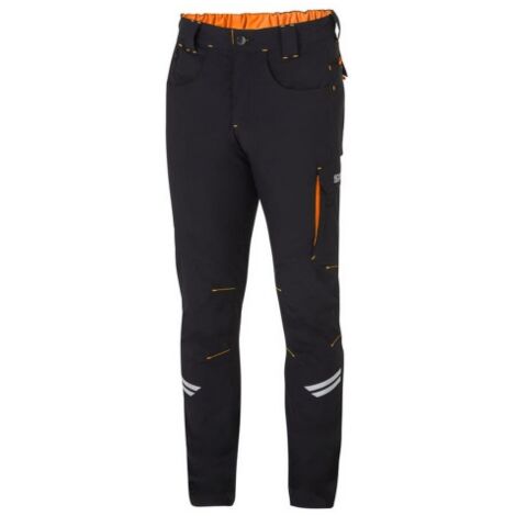 Sparco Kansas Tech Light Trousers pantaloni da lavoro tecnici leggeri da uomo tg XXL nero/arancio fluo in nylon con inserti rinforzati sulle ginocchia   Nero + Arancio fluo XXL