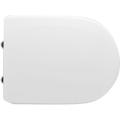 Sedile wc coprivaso per Cierre vaso Okay 45-48x36 cm copriwater cerniere regolabili in legno colato bianco (1/3)