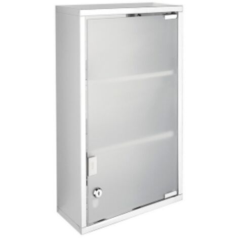 Metaform Today Armadietto in acciaio inox cromo e vetro temperato 27x h50x12 cm con chiavi (1/2)