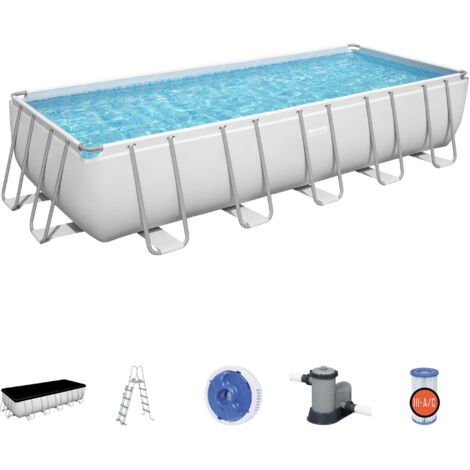 Bestway Power Steel 5611Z piscina fuori terra rettangolare 640x274x132 cm di colore grigio chiaro
