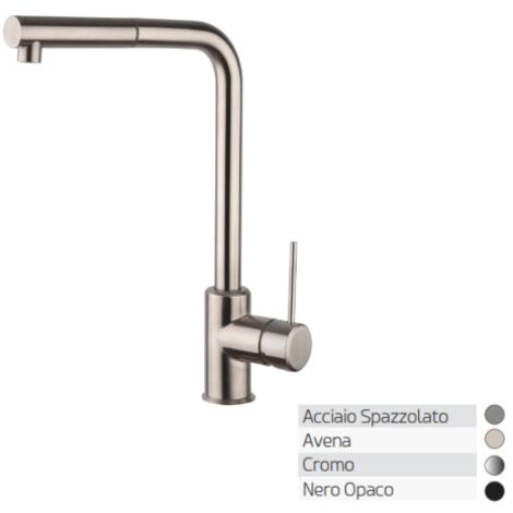 Argo Pin Miscelatore monocomando lavello con doccia estraibile in ottone finitura avena rubinetto con doccino per lavandino cucina (1/4)