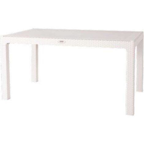 TAVOLO RATTAN KRETA 120x70 BIANCO DOMUS