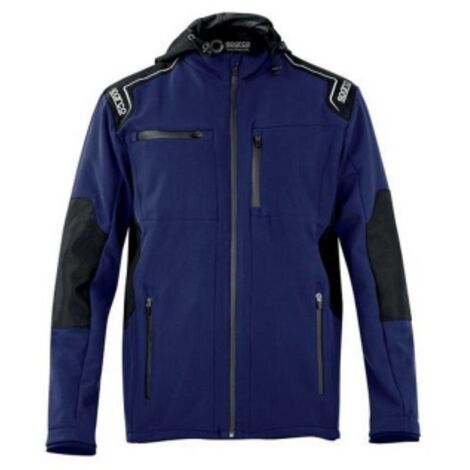 Sparco Seattle softshell giacca da lavoro invernale TG M blu marine in poliestere 270 gr/m  water repellent con cappuccio removibile Blu marine M