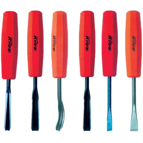 set 6 sgorbie Iridium per lavorazione legno scalpelli taglio lama acciaio
