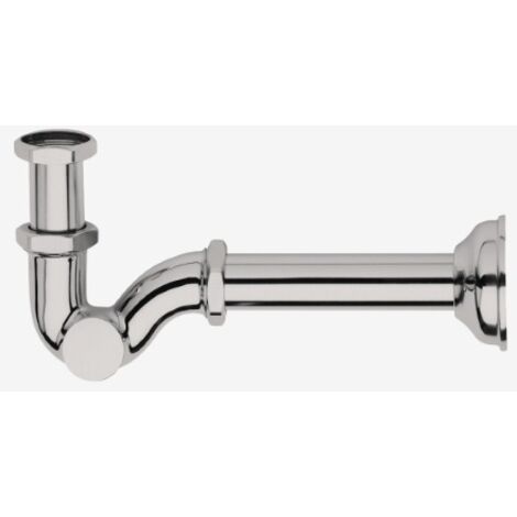 Sifone ad S per lavabo bidet in ottone cromato senza piletta attacco 1"