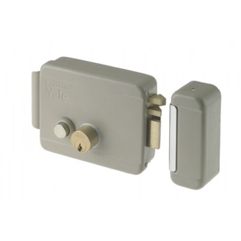 Yale serratura elettrica per cancelli mano sx scatola mm 130 x 105 entrata 70 mm pulsante cilindro interno ed esterno scrocco autobloccante completa di contropiastra tettoia per cancelli