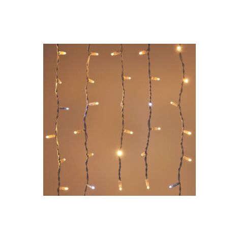 Stringa tenda pioggia a cascata 200 luci di Natale a led bianco caldo con flash ghiaccio 2x2 mt intermittenza per esterno  Bianco Caldo 2x2 metri - 200 Maxiled (1/5)