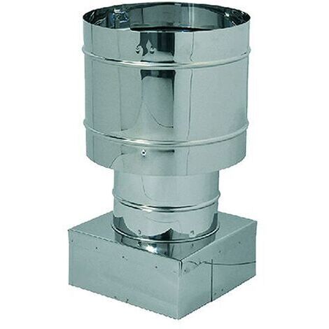 Ala fumaiolo cappello antivento a botte con base quadra 37x37 cm in acciaio inox AISI 304 Acciaio Inox 37x37 cm