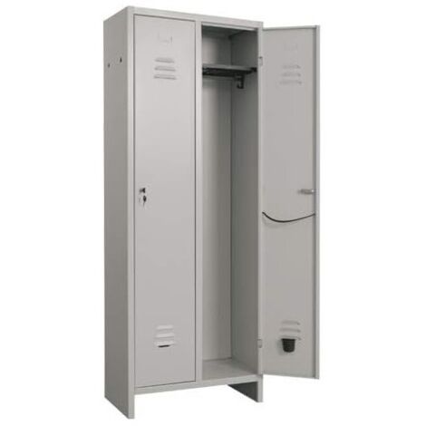 Prometal armadio armadietto spogliatoio in lamiera verniciata a 2 posti dimensioni cm 68x34x179h grigio con serratura