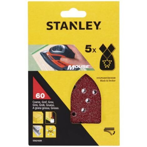 Stanley 5 fogli abrasivi a delta a strappo gr 60 per levigatrici triangolari mouse (1/2)