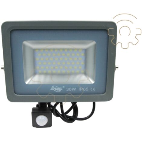 Driwei faro faretto a led con sensore crepuscolare PIR 30W luce bianco ghiaccio 6000k 3000Lm IP65 con staffa colore grigio led Pioneer