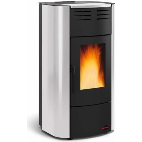 La Nordica Extraflame stufa a pellet Raffaella Idro H15 2.0 argento 20,7 kW per 545 m  riscaldamento rivestimento in acciaio (1/2)
