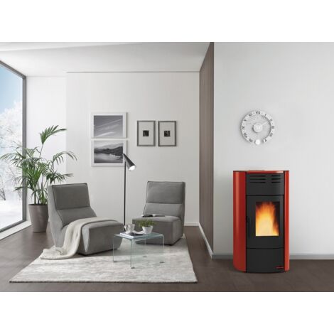 Termostufa Pellet 18.1kW Raffaella Idro H15 Bordeaux Ventilazione e Telecomando (1/2)