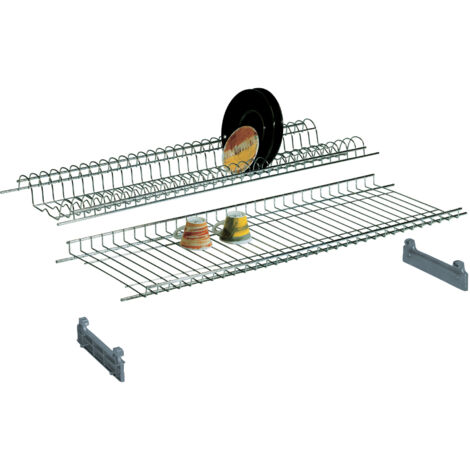Mensola colapiatti 86 cm in acciaio scolapiatti con scola bicchieri stoviglie e supporti laterali per mobile cucina