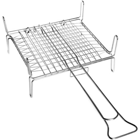 Graticola doppia griglia bombata in acciaio cromata con piedi cm 40x30 per camino barbecue