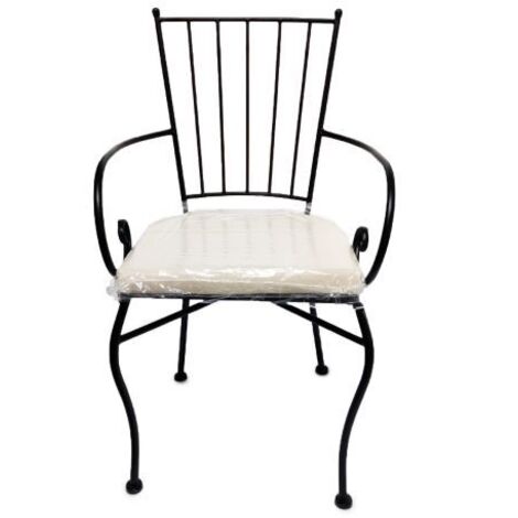 Sedia poltrona Jasmine con braccioli in metallo e cuscino ecru' in cotone lavabile cm 45x42x88 da giardino (1/5)