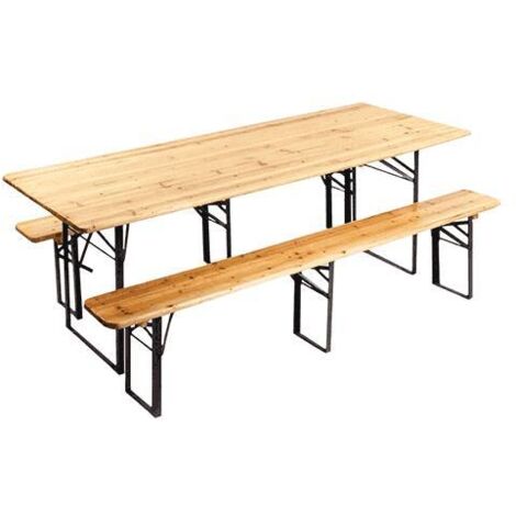 Set birreria composto da tavolo due panche 220x80x76 cm in legno pieghevole da pic-nic giardino esterno