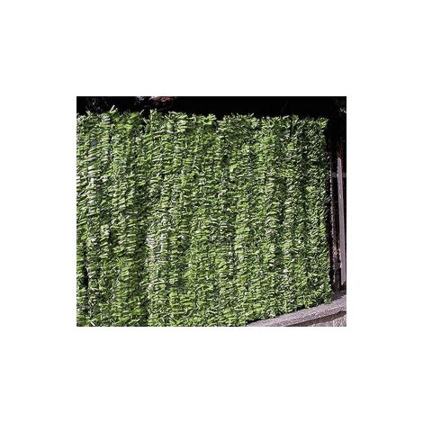 Siepe artificiale Green a foglia lunga sintetica 1x3 mt in pvc verde  lavabile da esterno