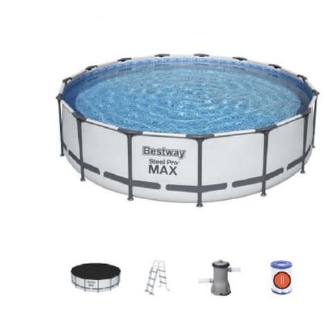 Bestway 56488 piscina Steel Pro MAX fuori terra rotonda cm   457x107 h con telaio pompa filtro e scaletta per esterno giardino (1/5)