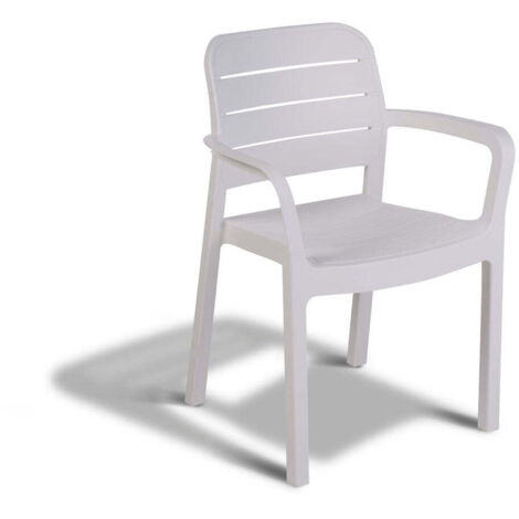 Poltrona Tisara impilabile in resina antiurto 58x53x83 cm cappuccino con braccioli da giardino esterno (1/3)