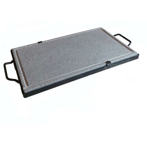 Koem bistecchiera con telaio e manici 30x50 cm in pietra naturale ollare spessore 2 cm lavica barbecue griglia made in italy Naturale 30x50 cm
