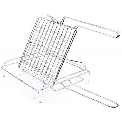 Küchenprofi Cestello Per Griglia Flexi Verdure - Manico Rimovibile Regolabile, Acciaio Inox, 58x24.5 Cm, Per BBQ, Pesce, Carne
