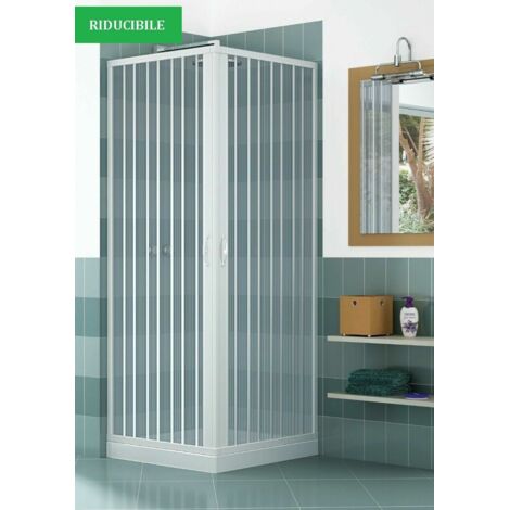 Box cabina doccia due porte in pvc bianco chiusura 90o cm 90 x 90 h 190 175 (1/2)