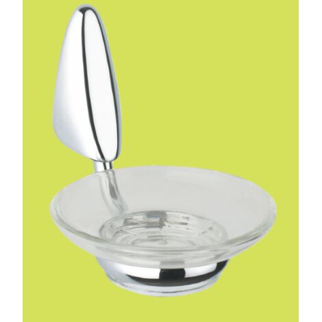 Portasapone sapone serie goccia metallo cromato e vetro accessori per bagno