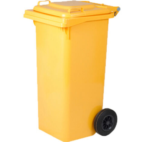 Pattumiera 120L con ruote gialle – Materiale plastico – Dimensioni 55x50x94H – Per esterni e giardini – ICS (1/2)
