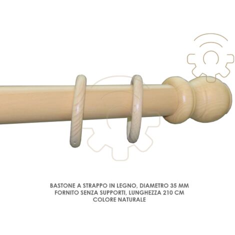Bastone a strappo d 35 mm naturale 210 cm s/supp.