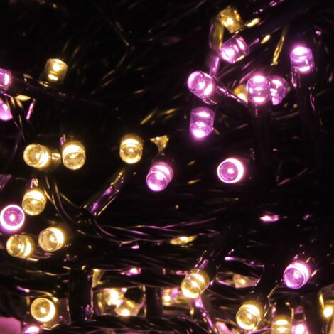 Luccika Home stringa catena 9 mt serie da 180 luci per albero di Natale a led bianco caldo e rosa 31V cavo verde con 8 giochi di luce e memoria IP44 per uso esterno interno Bianco caldo + rosa 9 metri