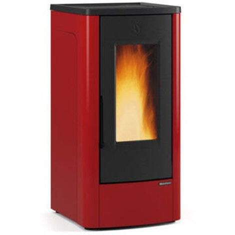 Stufa a pellet con struttura in acciaio e top in ghisa 10 kw Dahiana Plus Bordeaux VFS Nordica Extraflame