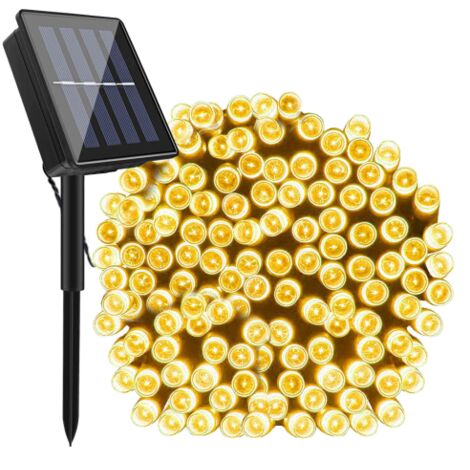 CATENA LUMINOSA DI NATALE 100 LED A RICARICA SOLARE LUCE CALDA - IDEALE PER ALBERI E DECORAZIONI