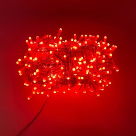 Catena Luminosa Natalizia 12,5m Con 300 LED Rossi | Cavo Verde, 7 Giochi Luce + Memory | Per Interni/Esterni