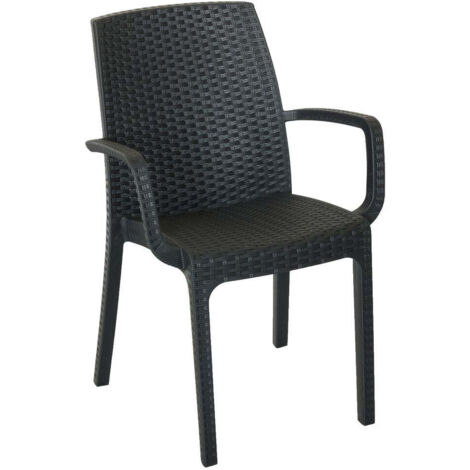 Poltrona Indiana in resina antiurto effetto polirattan antracite 57x59x86 cm da giardino esterno