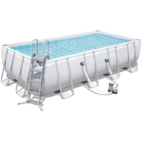 Bestway 56670 piscina con telaio fuori terra rettangolare Power Steel 488x244x122 cm con pompa filtro a cartuccia scaletta telo