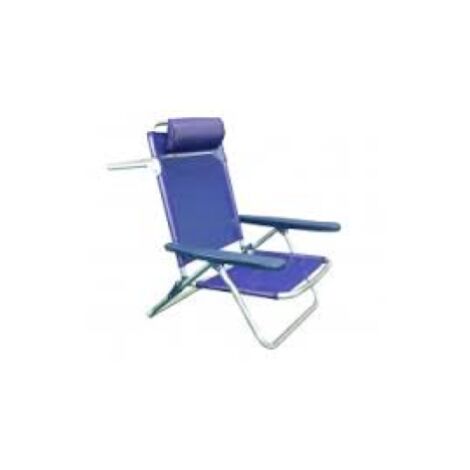 spiaggina blu con braccioli sedia poltrona relax in alluminio richiudibile