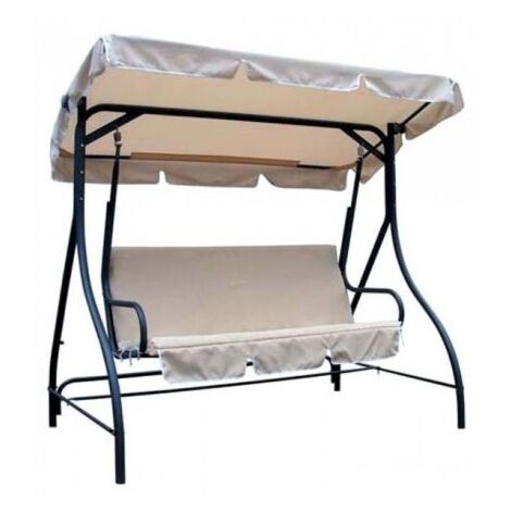 Dondolo Romantic a 3 posti cm 185x120x160 in acciaio con top in poliestere e seduta in tessuto Oxford da giardino esterno (1/10)