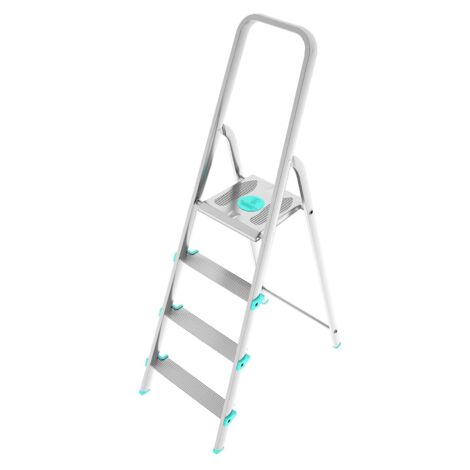 Colombo scala libellula 4 gradini in alluminio ultra leggera con gradini e piedini antiscivolo portata max 150kg Silver 4 gradini