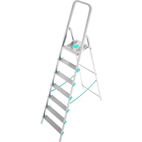 Colombo scala libellula 7 gradini in alluminio ultra leggera con gradini e piedini antiscivolo portata max 150kg Silver 7 gradini