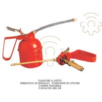 Oliatore a getto gr 300 serbatoio mettallico canna flessibile cm 16 pompa ottone