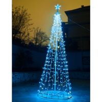 Wisdom albero decorativo di Natale in metallo a cono altezza 2 metri con 480 luci a led reflex 5 mm Blu con 60 led ad intermittenza bianco ghiaccio per interno ed esterno giardino Blu 2 metri - 480 le