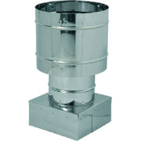 Ala fumaiolo a cappello antivento con base quadrata 25x25 cm acciaio inox
