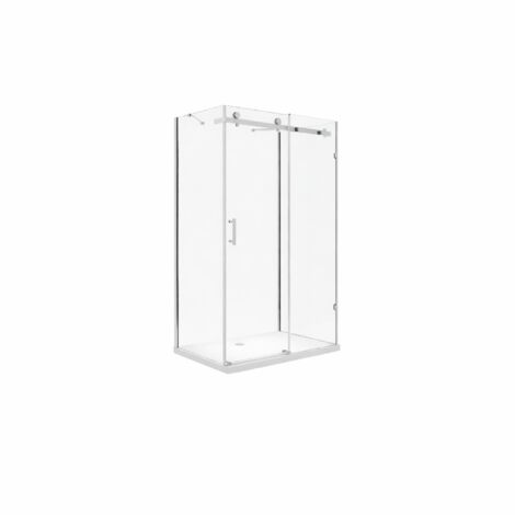 BuyLando U Form Duschkabine Schiebetür Dusche Ida 120x80x200 cm / 8mm / mit Duschtasse + Siphon