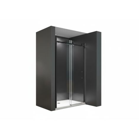 BuyLando Viktoria 120x195 cm Nischendusche mit Schiebetür - Schwarz Beschläge (1/2)