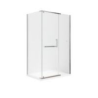 BuyLando Clara 100x90x195 cm Eckdusche Duschkabine Satiniert Seiteneinstieg & Duschtasse/Siphon
