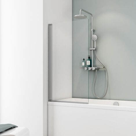 Schulte mampara de bañera plegable, 1 panel, cristal transparente de 5 mm, color de perfil aluminio, 70 x 130 cm