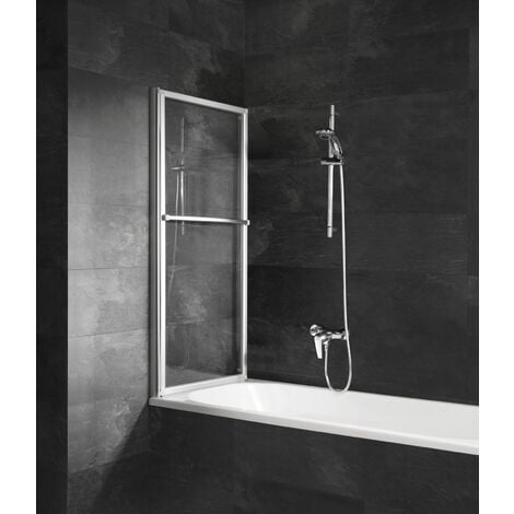 Schulte mampara ducha bañera 80 x 140 cm, color negro, 1 hoja